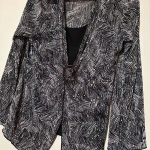 1 pc. Black & White colorful Sequin Evening shirt (hard to see colored sequins)